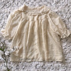 MG Ivory Sheer Bubble Sleeve Blouse 💕